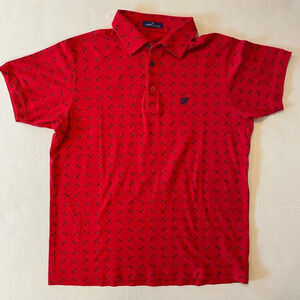 Carmine Ferraro Cotton Blend Red Anchor Print Short Sleeve Polo Shirt size  XL